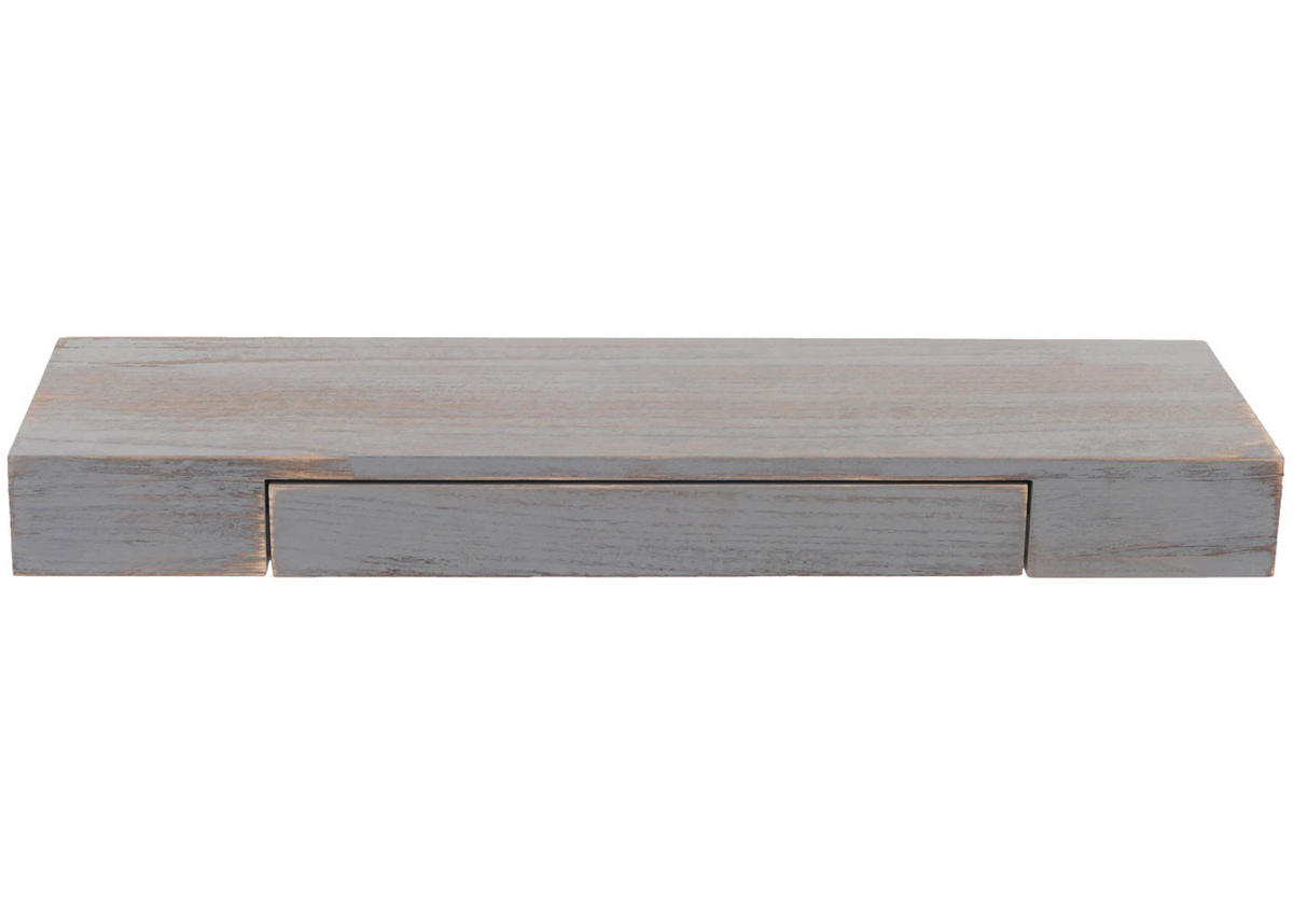 WANDREGAL 8x80x25cm Schublade Massiv-Holz Grau shabby - Grau, Holz (80/8/25cm) - BERLINLODGE