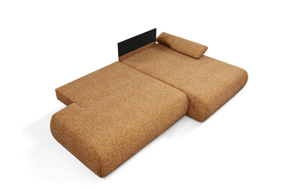ECKSOFA DELTA R-S Braun Geflochtener Stoff mit Schlaffunktion - Braun, Holz (286/173.5cm) - MASSENO