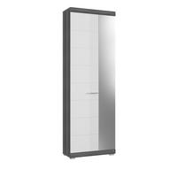 GARDEROBENSCHRANK weiß Hochglanz und grau 62 cm, Schuhschrank mit Spiegel - Chromfarben/Weiß Hochglanz, Glas/Holzwerkstoff (62/197/37cm) - Inn.Furn