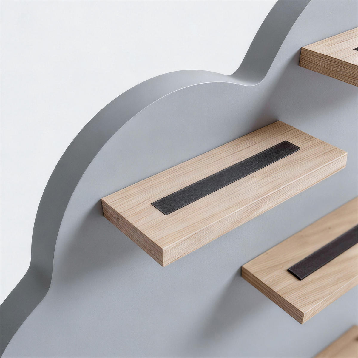 WANDREGAL Grau Wolkenform Magnetstreifen MDF 40 cm - Grau, Holz/Holzwerkstoff (61/40/17cm) - Relaxdays