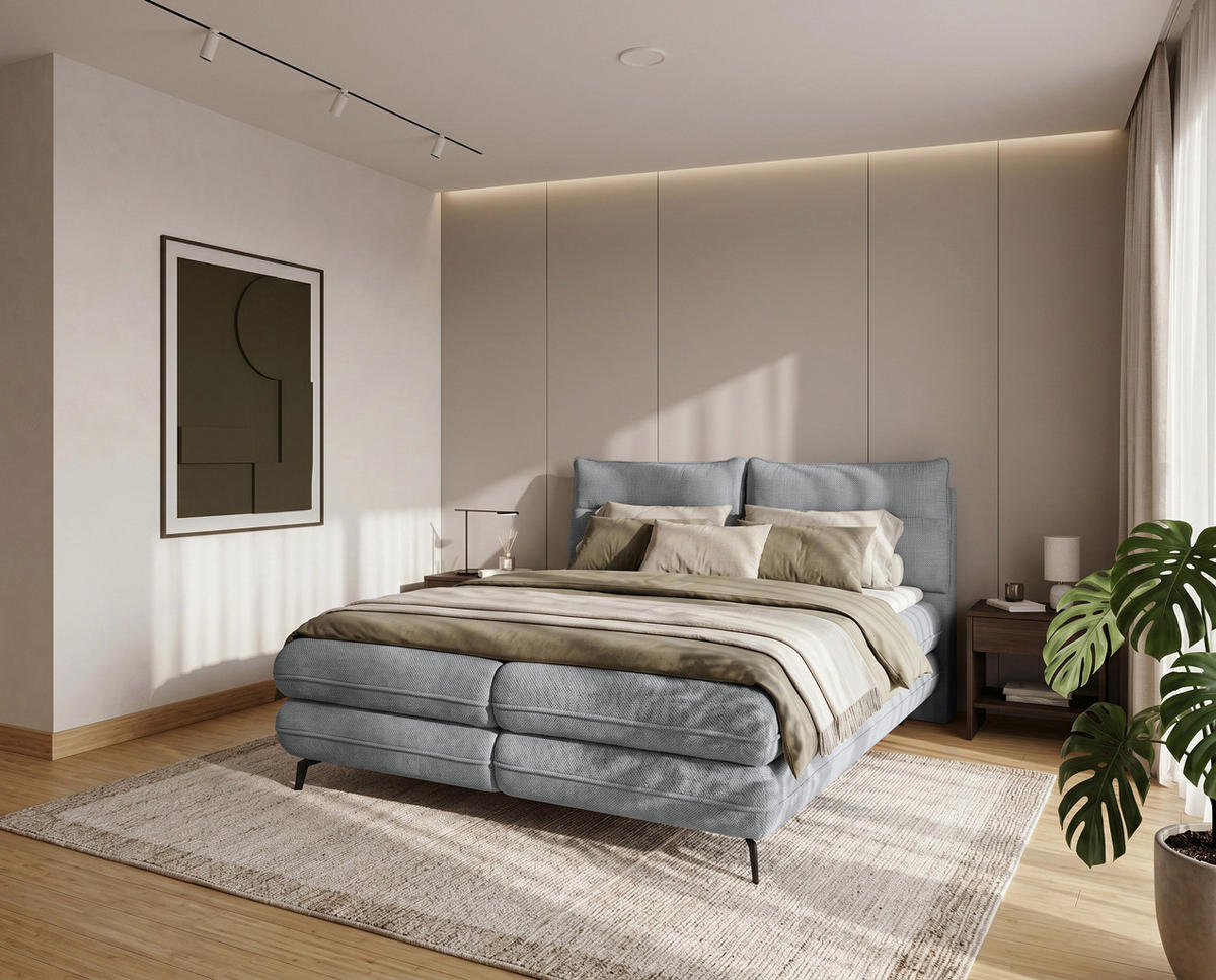 BOXBETT Verse 160 x 200 Einzelbett mit hochwertiger Bonell-Matratze und Topper T30 - Dunkelgrau - Dunkelgrau, Holz (160/200cm) - Homesy