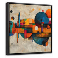 LEINWAND Bilder mit Rahmen - Vintage - Moderne Kunst - Orange - Geometrische Formen - 20x20 - Multicolor, Textil (20/20cm) - MuchoWow