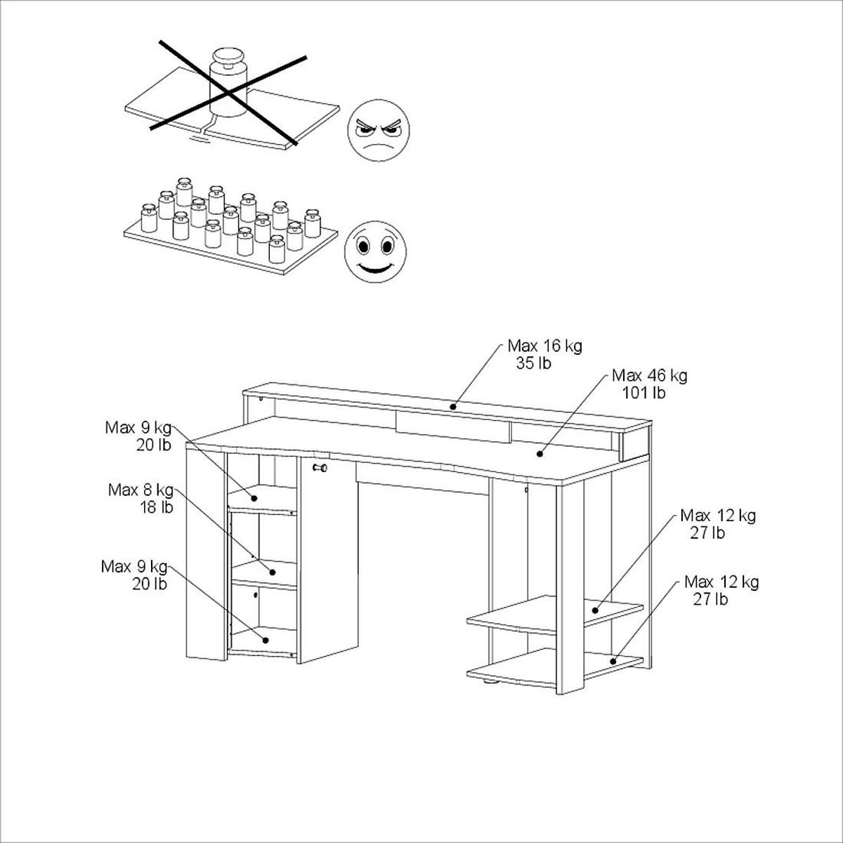 GAMERTISCH Parisot Meta 1-tlg. Holznachbildung Chene Kronberg/Schwarz - Eichefarben/Schwarz, Kunststoff (152/62/88cm) - 58aufmkessel