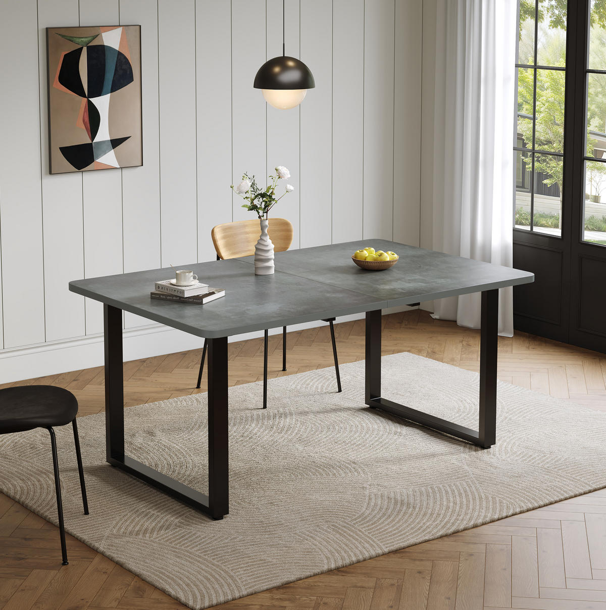 ESSTISCH 140/180/220 x 80 cm in Grau aus MDF, ausziehbar für 6-10 Personen - Grau, Holzwerkstoff (220/90/75cm) - Flora Grace