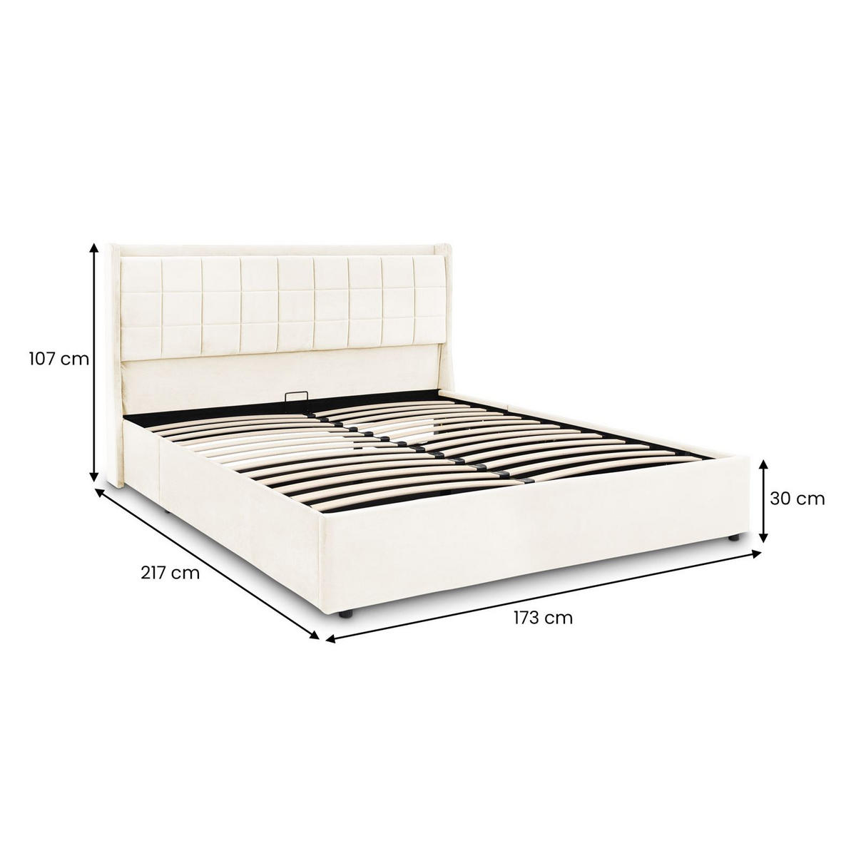 POLSTERBETT YARO 160x200 cm cremeweiß - Creme, Textil (160/200cm) - IDIMEX