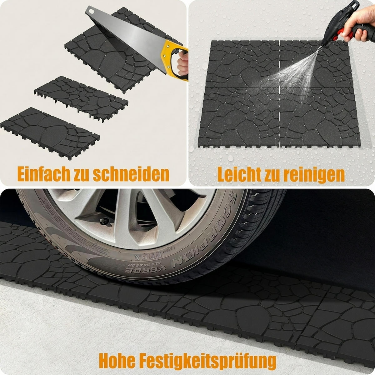 TERRASSENFLIESE 30.5/30.5/2 Dunkelgrau, Polypropylen 44 Stück - Dunkelgrau, Kunststoff (30.5/30.5/2cm) - Oxeza
