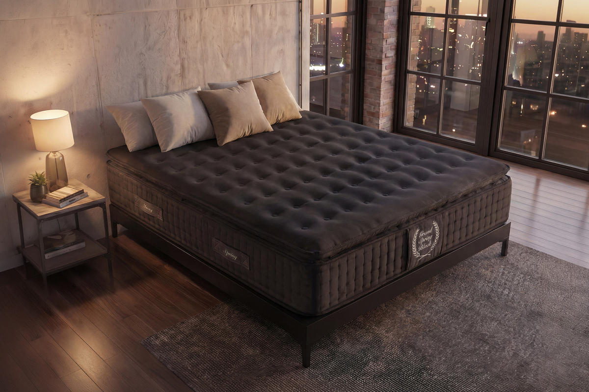 MATRATZE Grand Spring Black - 140X200 cm- Härtegrad H3/H4 - Schwarz, Textil (140/200cm) - Moonia