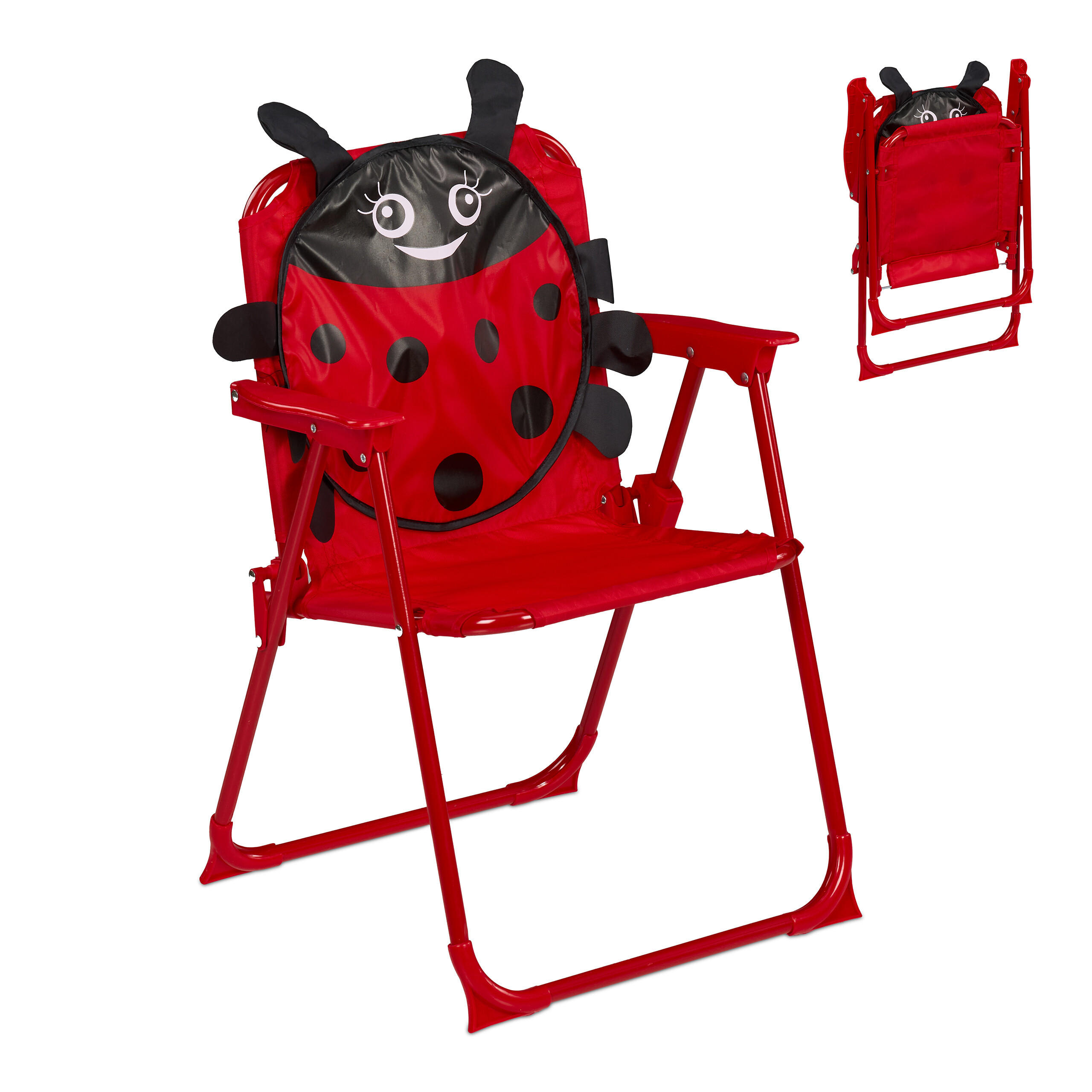 KINDER-KLAPPSTUHL - Rot, Textil/Metall (36/51.5/37.5cm) - Relaxdays