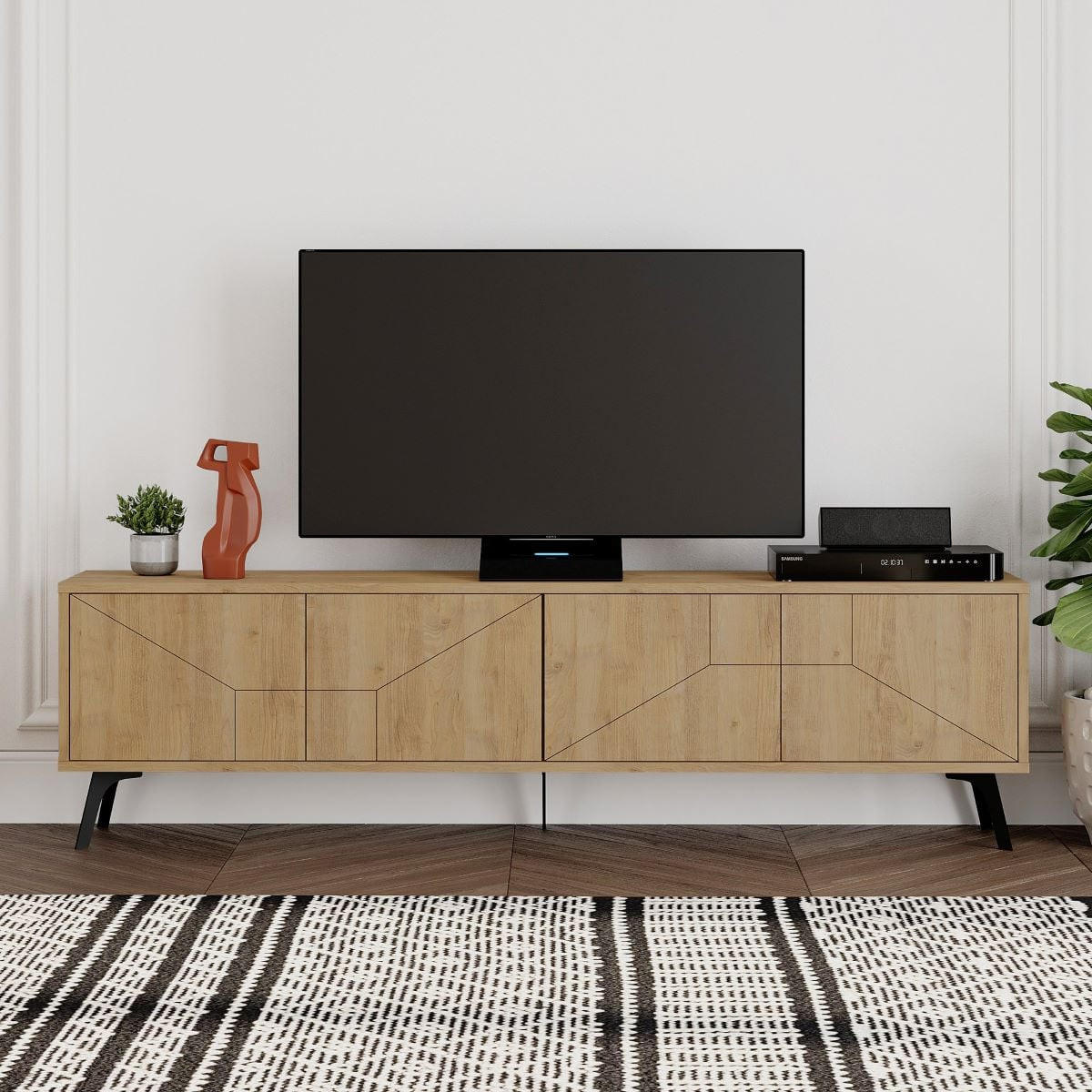 TV-MÖBEL 4 Türen L180 cm - Dune - Eichefarben, Holzwerkstoff (29.6/50/180cm) - Calicosy