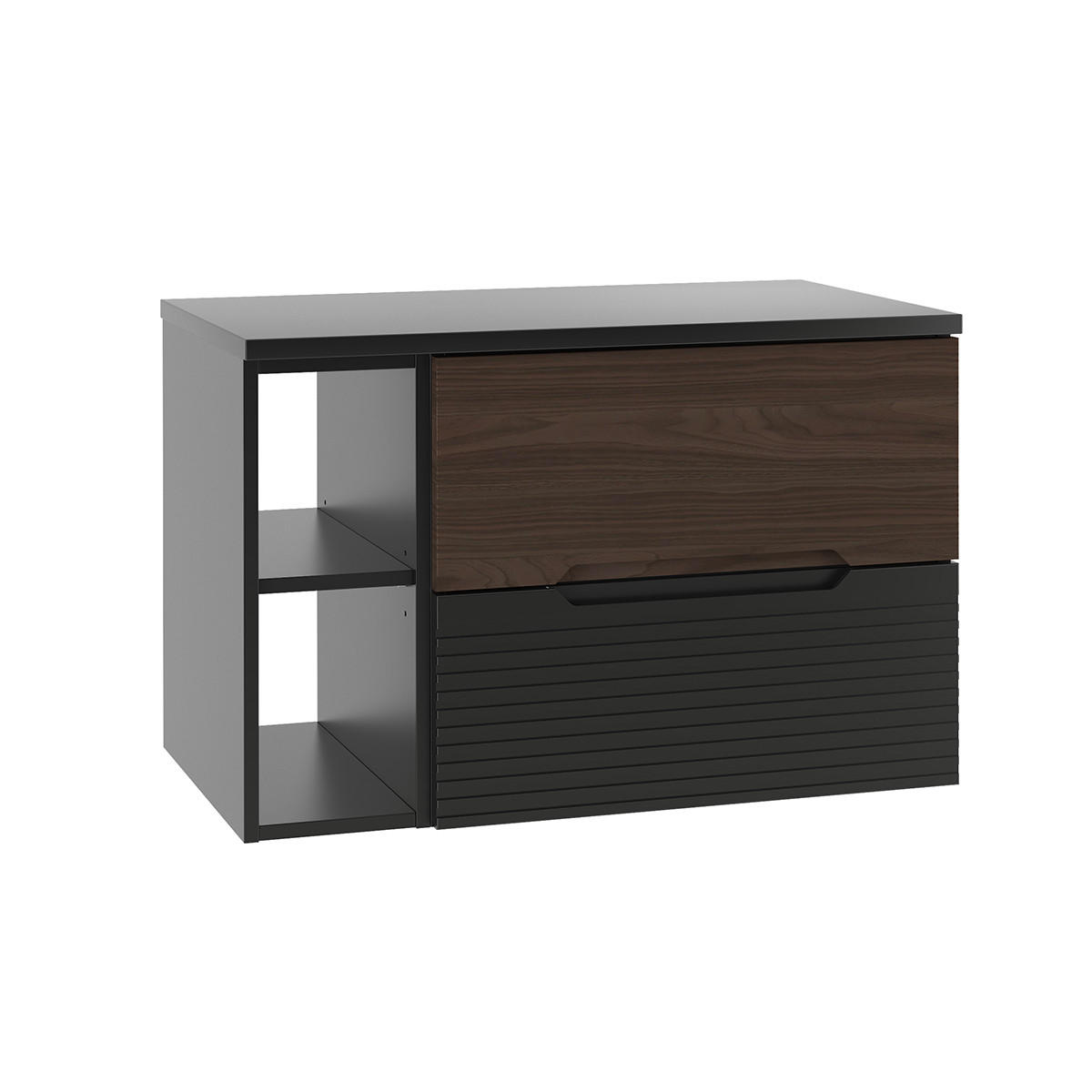 WASCHTISCHUNTERSCHRANK 80.6cm Sylla Schwarz und Holz - Schwarz, Holzwerkstoff (80.6/52.2/45.8cm) - Petits-meubles