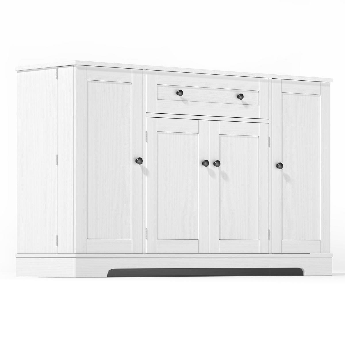 SIDEBOARD aus MDF 138x40x85 cm Weiß mit Schublade, verstellbaren Einlegeböden und Kippsicherung - Weiß, Holzwerkstoff (138/85/40cm) - Modfu