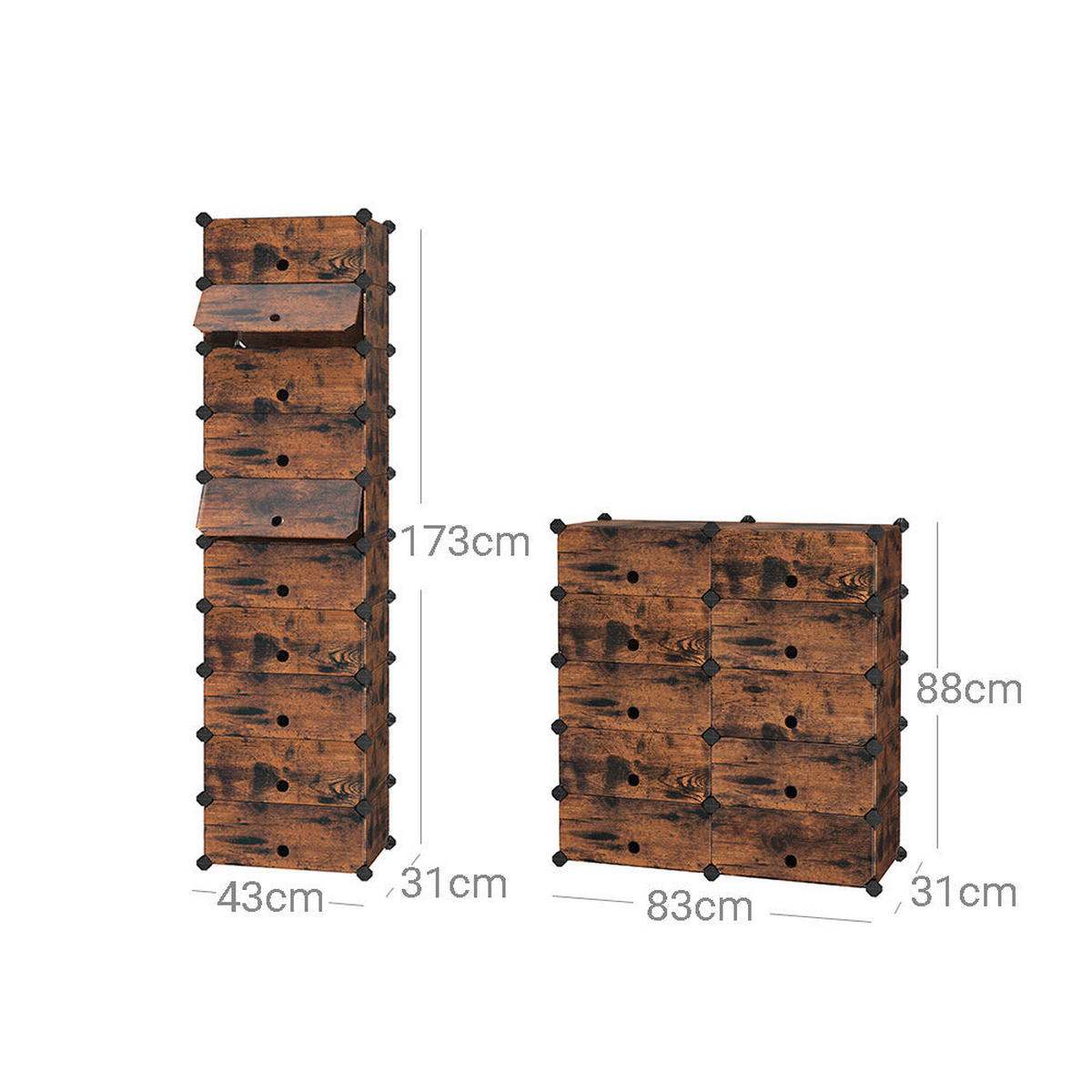 SCHUHREGAL - Braun, Kunststoff (31/173/46cm) - Hansiro