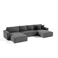 WOHNLANDSCHAFT Sekwana U Grau - Braun, Naturmaterialien (185/70/398cm) - Fedve