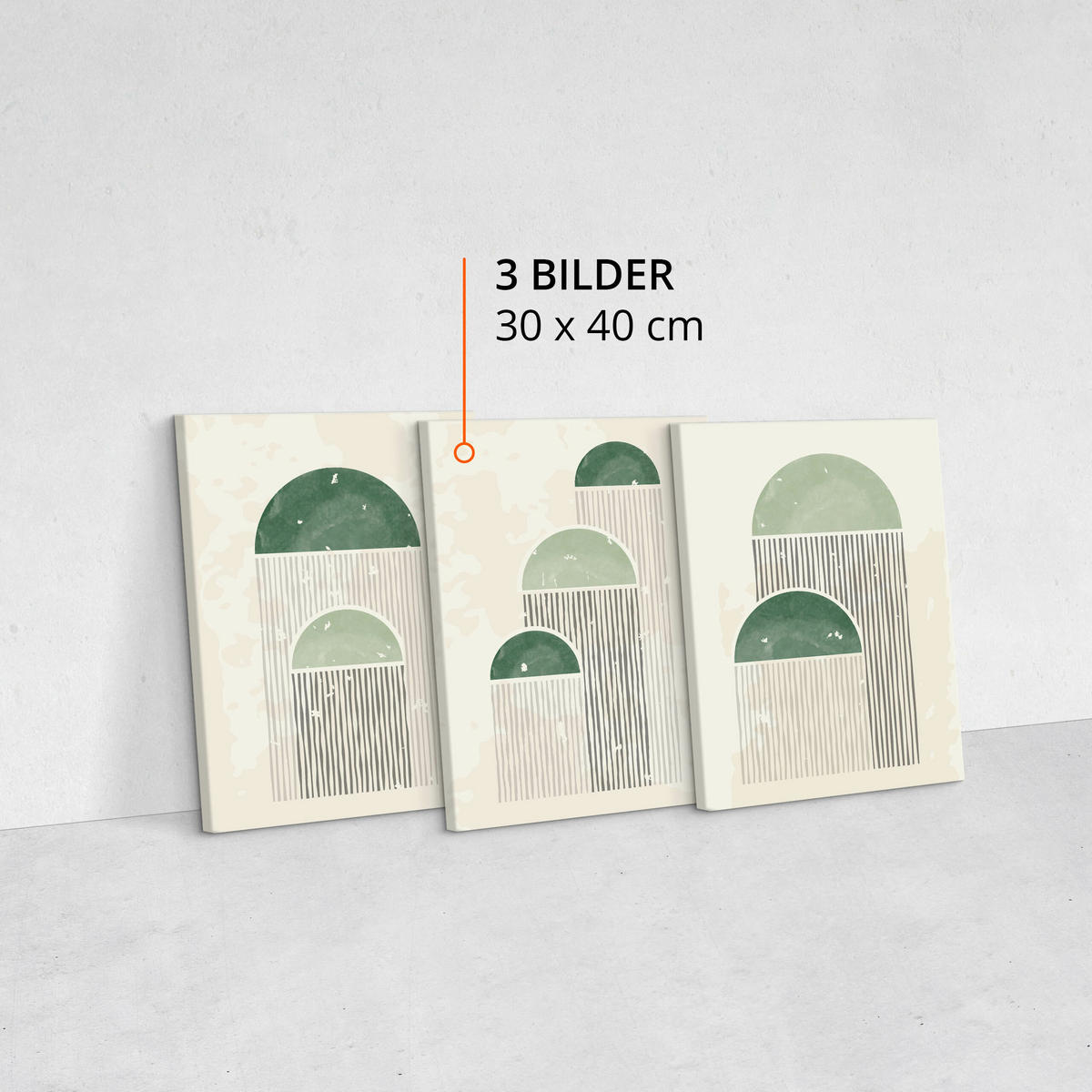 LEINWANDBILDER 3-er Set Abstraktion Boho - Beige/Schwarz, Textil (90/40cm) - Muralo
