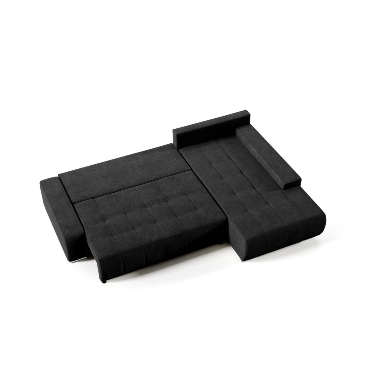 ECKSOFA mit Schlaffunktion Dhaka L, Schwarz - Schwarz, Textil (185/265cm) - Fedve