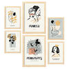 POSTER Set Mit 6 Schwarze Tinte Weiblichkeit Größe A3 & A4 Rahmen aus hellem Holz - Beige, Papier (29.7/1cm) - Nacnic