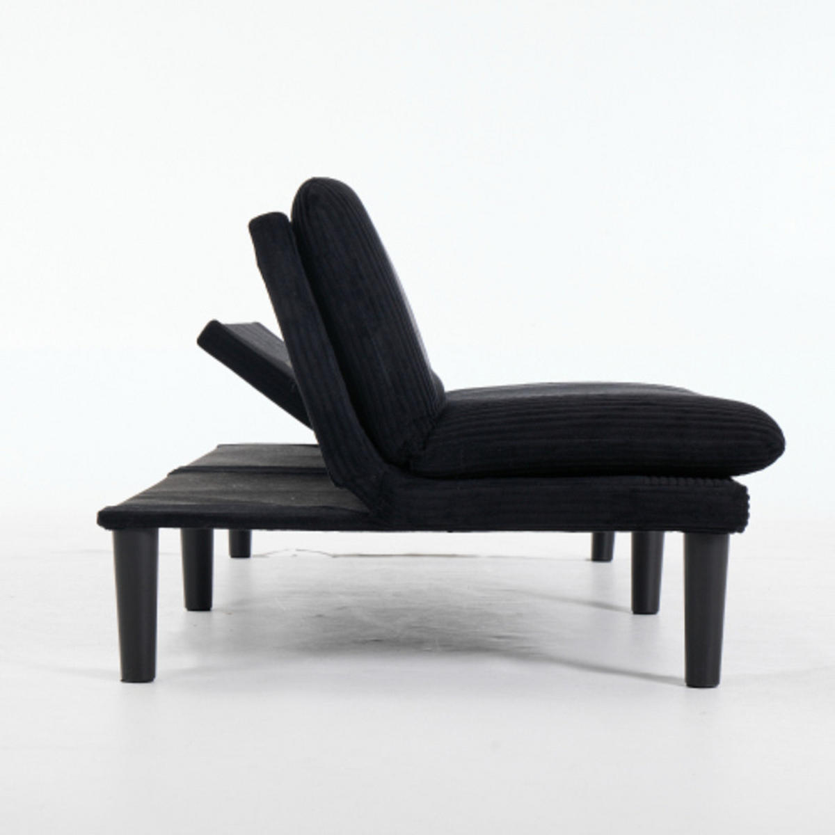 2-SITZER-SOFA aus Samt mit 3-fach verstellbarer Rückenlehne, schwarz - Schwarz, Textil (84/67/167cm) - Luhomfu