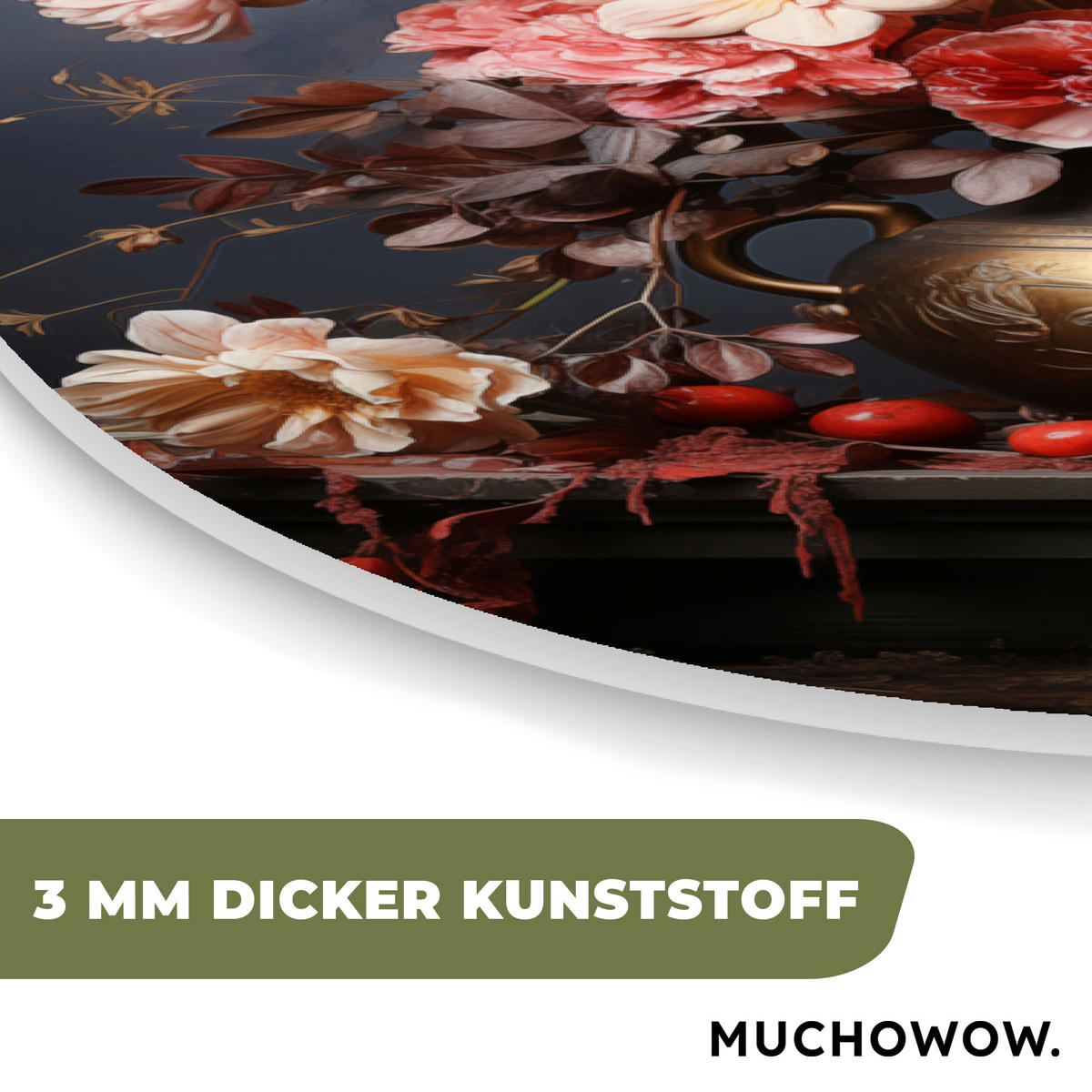 WANDBILD Stilleben - Blumen - Rosen - Blumenstrauß - Vase 40x60 cm - Dunkelbraun, Kunststoff (40/60cm) - MuchoWow