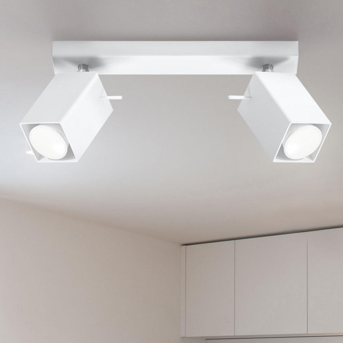 DECKENLEUCHTE Stahl Weiß bewegliche Spots - Weiß, Metall (30/8/15cm)