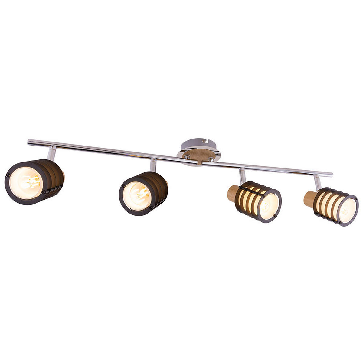 LED DECKENLEUCHTE VICI Silber Holzoptik - Silberfarben, Holz (70/10/14.5cm) - Globo Lighting