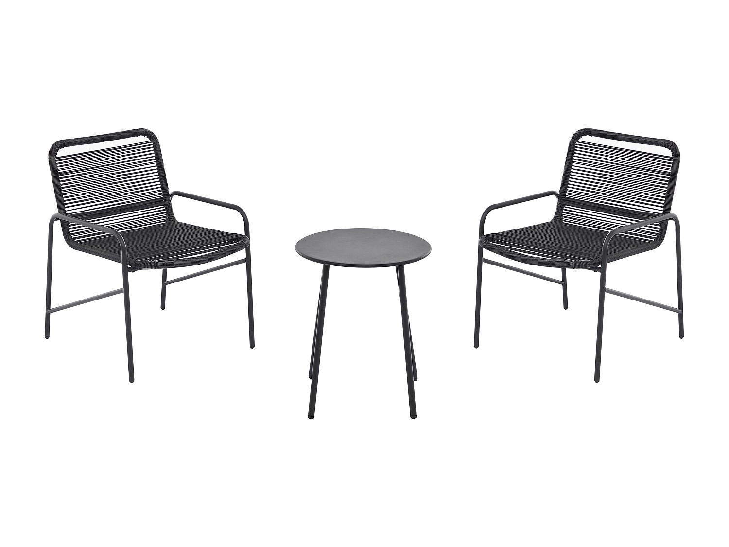 GARTENSITZGRUPPE im Set - 2 Personen - metall - schwarz Kanao - Schwarz, Metall - Vente-Unique