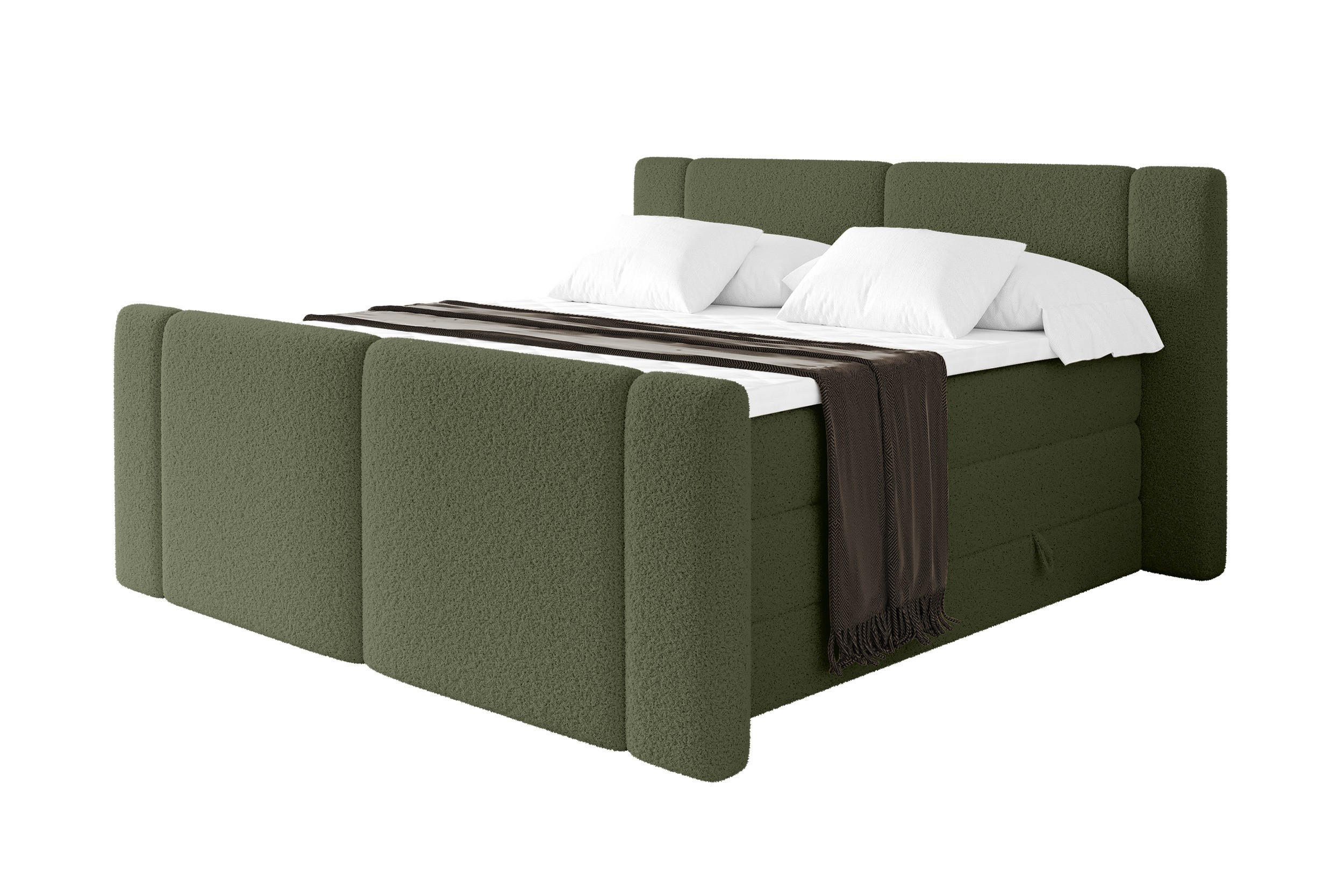 BOXSPRINGBETT mit Matratze H3/H4 - EVON KING Zanozek - 140x200 cm Grün - Jadegrün, Holzwerkstoff (140/200cm) - ALTDECOR