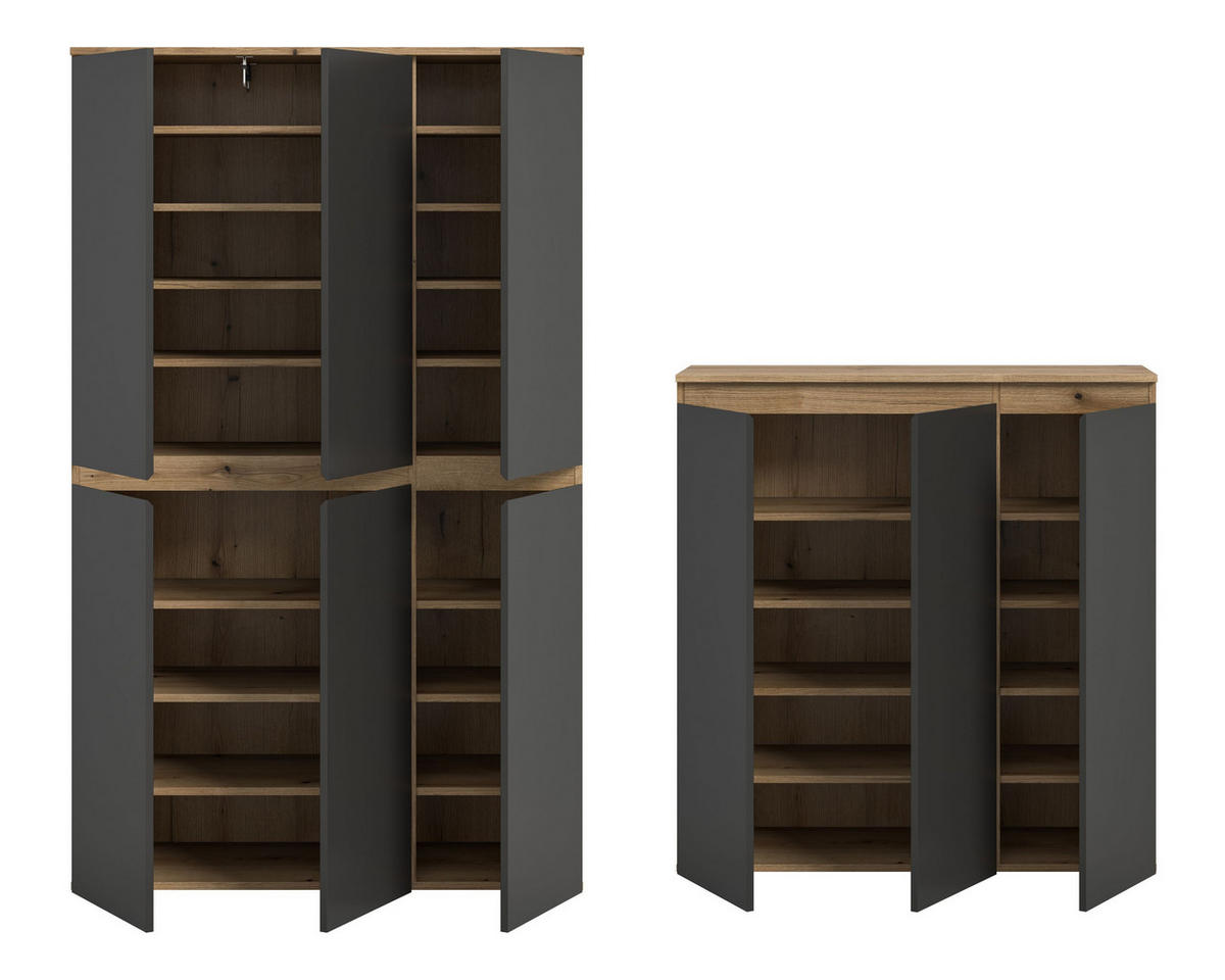 UNIVERSALSCHRANK SCARPA (B/H/T: ca. 235/175/37 cm) in Evoke Oak Nachbildung/anthrazit - Eichefarben, Holzwerkstoff (235/175/37cm)