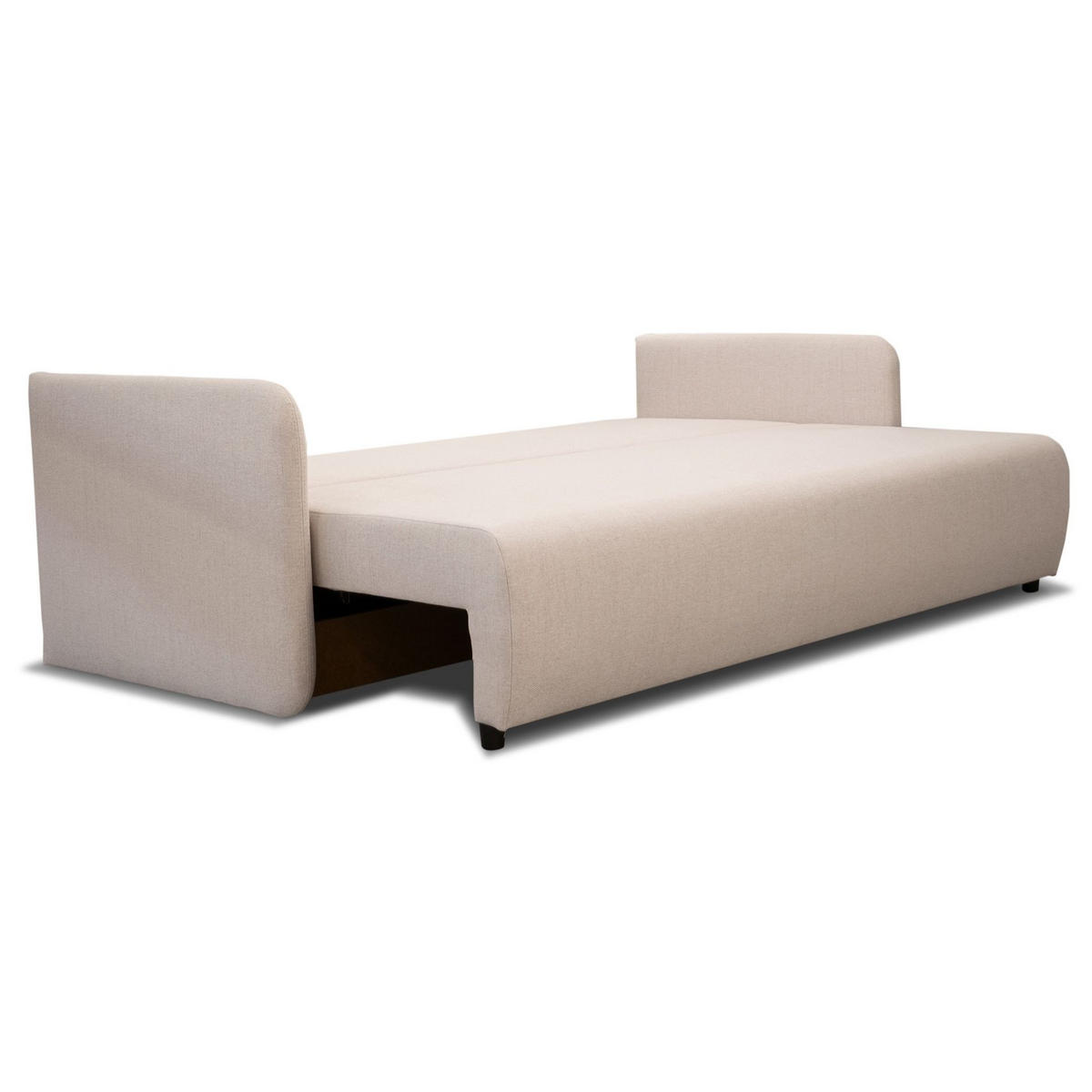 SOFA Anvio hellbeige mit Schlaffunktion - Ecru/Schwarz, Kunststoff/Textil (220/88/100cm) - Selsey