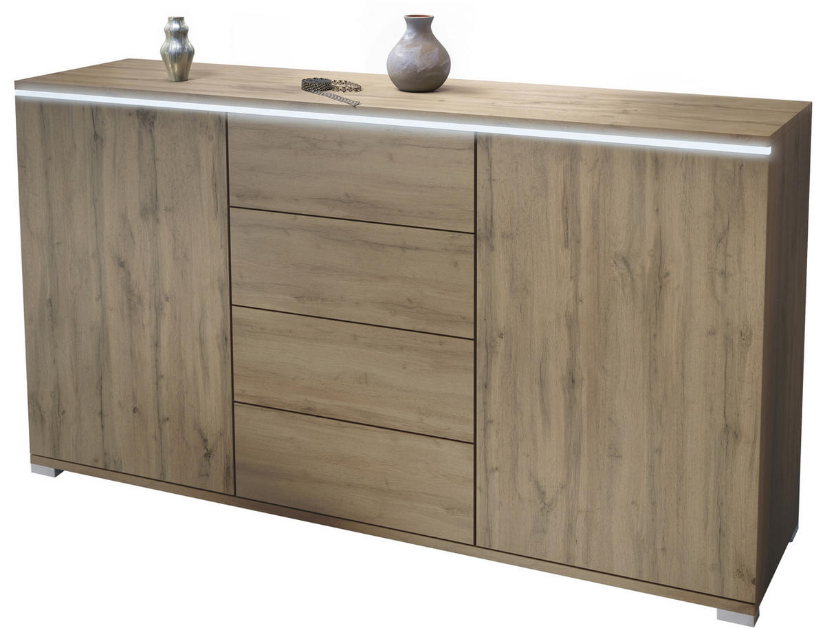 SIDEBOARD Faro Eiche Evoke - Eiche San Remo, Holzwerkstoff (138.5/75.5/35cm) - Vladon