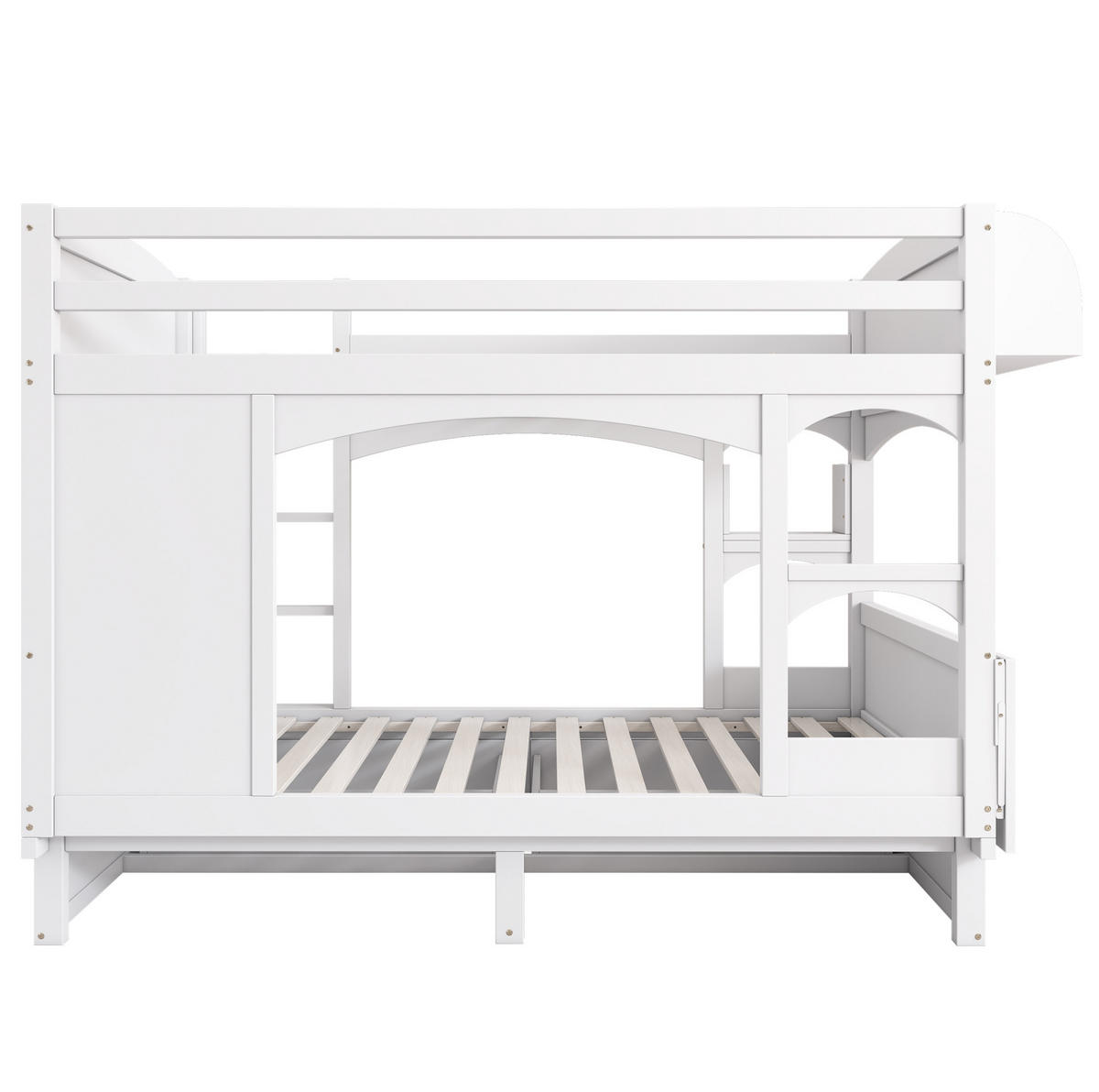 ETAGENBETT 90/200 cm Weiß mit klappbarem Schreibtisch und 2 Schubladen - Weiß, Holz (90/200cm) - Flora Grace