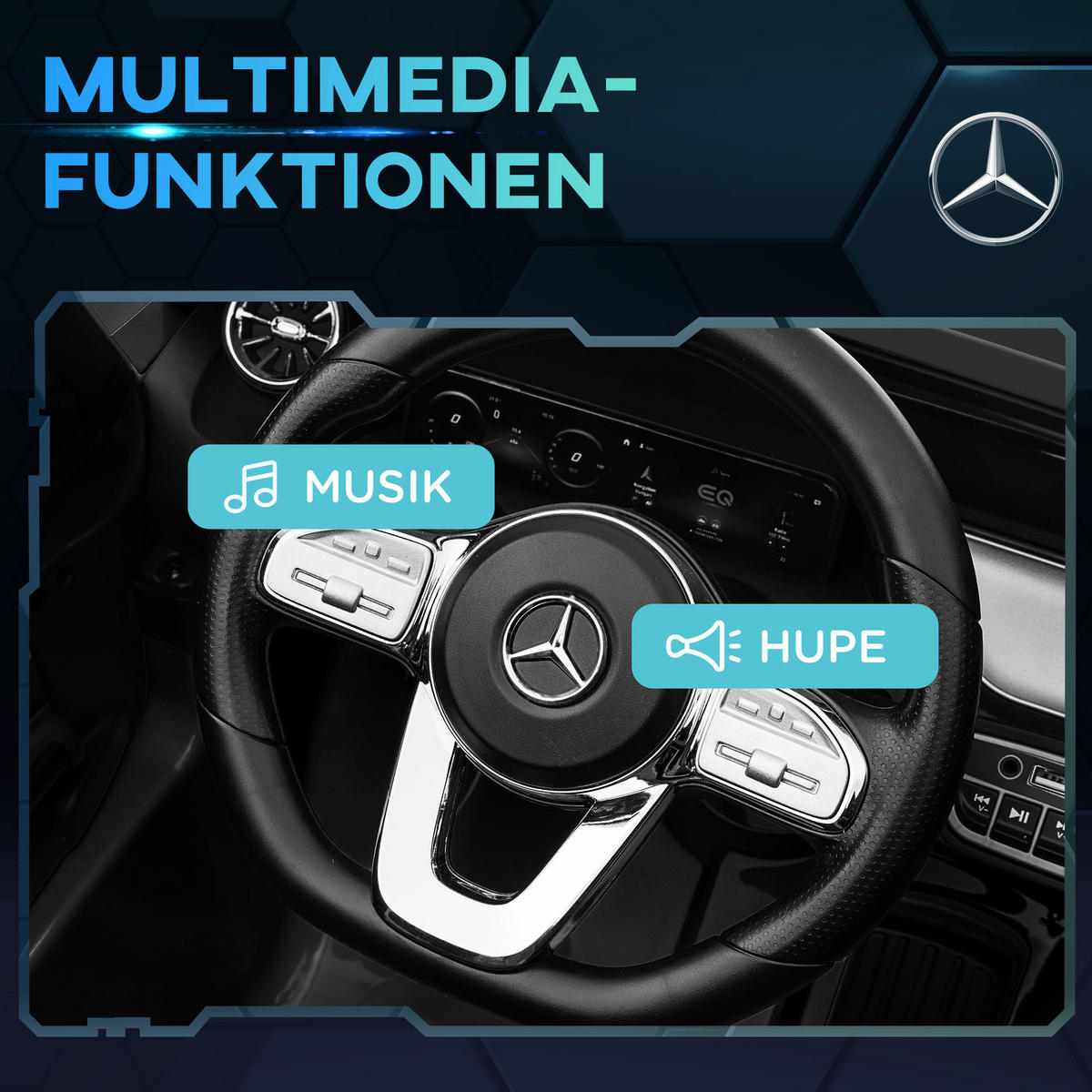 KINDER ELEKTROAUTO, Schwarz/Weiß, Kunststoff+ Metall - Schwarz, Metall (111.5/69/52.5cm) - HOMCOM