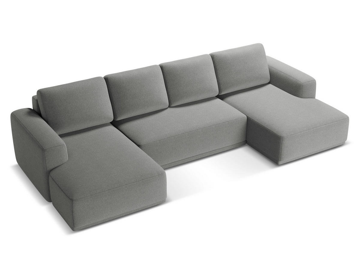 WOHNLANDSCHAFT Chenille Stoff Grau - Schieferfarben/Schwarz, Kunststoff/Textil (333/91/160cm) - Makamii