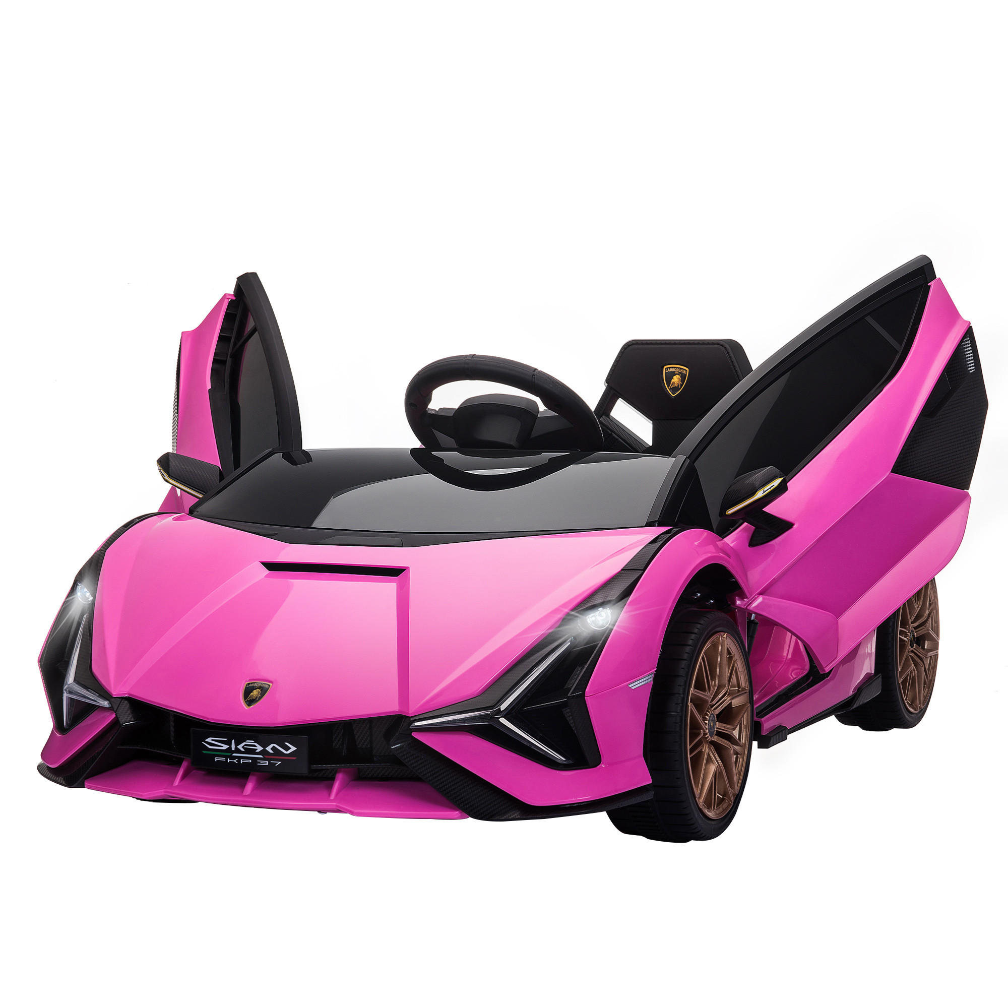 KINDER Elektroauto, 12V Elektrisch Kinderfahrzeug mit 2,4G-Fernbedienung Rosa - Hellrosa, Metall (108/62/40cm) - HOMCOM