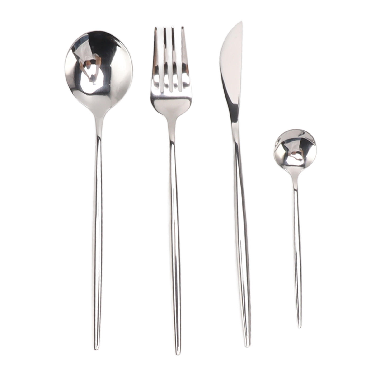 BESTECK-SET, Edelstahl 304, spiegelpoliert, spülmaschinenfest, elegantes Design - Silberfarben, Metall