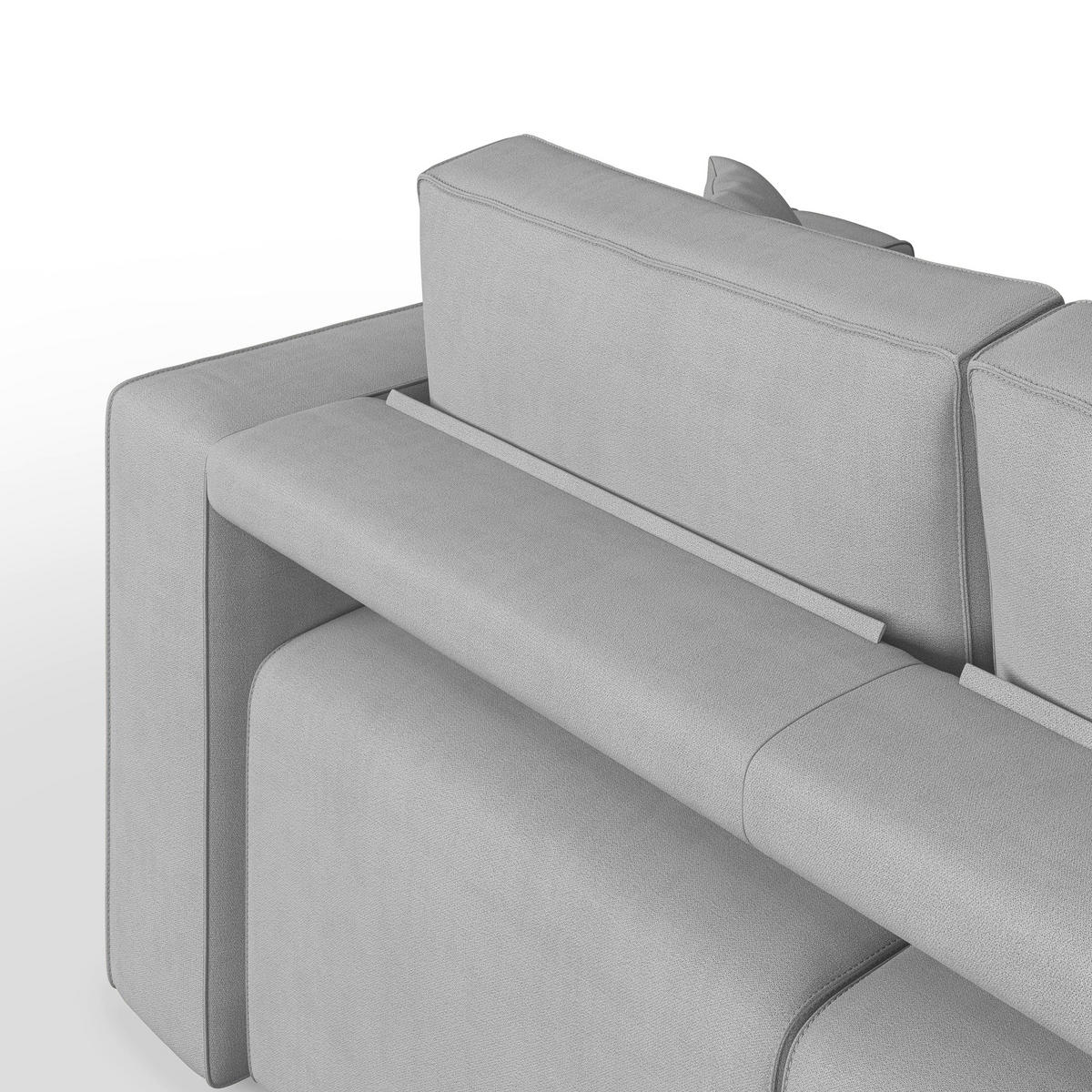 LINEARSOFA Morfeo - Hellgrau, Textil (245/86/99cm) - Divani.store