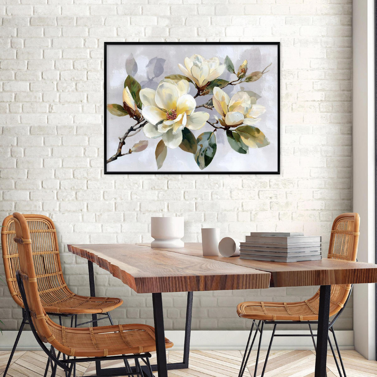 BILDER mit Rahmen Blumen Beton Grau 60x40 cm - Multicolor, Holzwerkstoff (60/40cm) - Wallarena