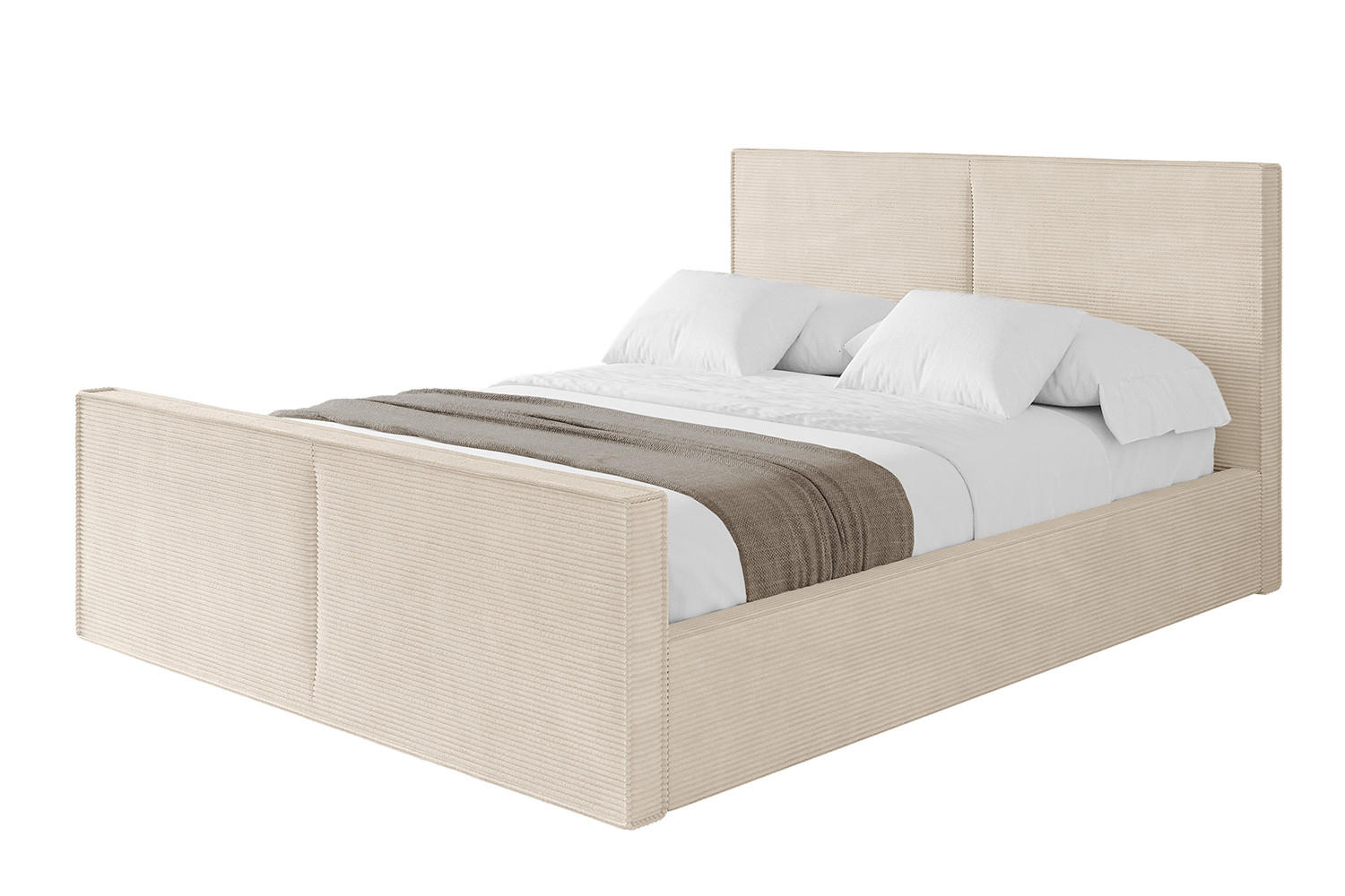 POLSTERBETT mit Bettkasten, Fußteil und Lattenrost, Boxbett ohne Matratze - VANTO-Z 120x200 Beige - Creme, Holzwerkstoff/Textil (120/200cm) - ALTDECOR