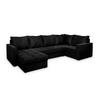 WOHNLANDSCHAFT LORIVO R-S Schwarz Plüsch-Stoff mit Schlaffunktion - Schwarz, Holz (285/85/150cm) - MASSENO