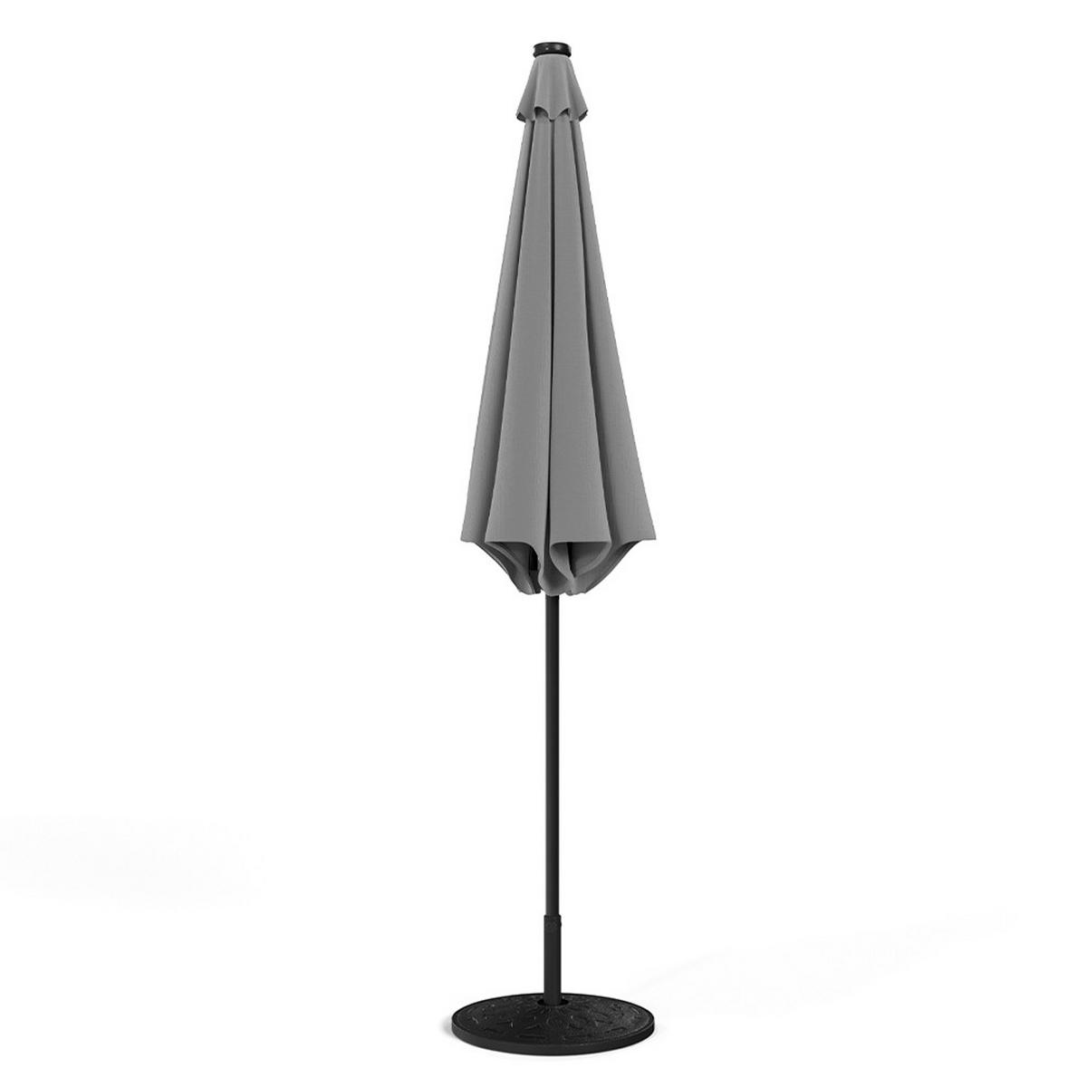 SONNENSCHIRM aus Polyester Metall in Dunkelgrau mit Resin-Sockel drehbar 360° neigbar 60° 3 x 2.4m Ø49 × 35 cm - Grau, Metall (300/240cm) - Livingandhome