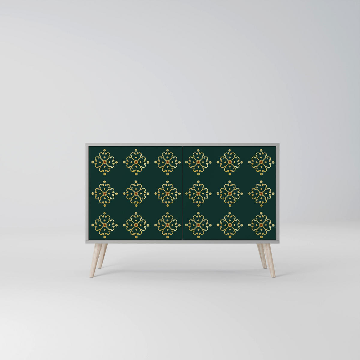 SIDEBOARD ROYAL MEDALLION, Eicheneffekt, 111x42x77,5 cm, 2 Türen - Eichefarben/Buchefarben, Holzwerkstoff/Buchenholz (111/77.5/42cm) - SpaceRebels