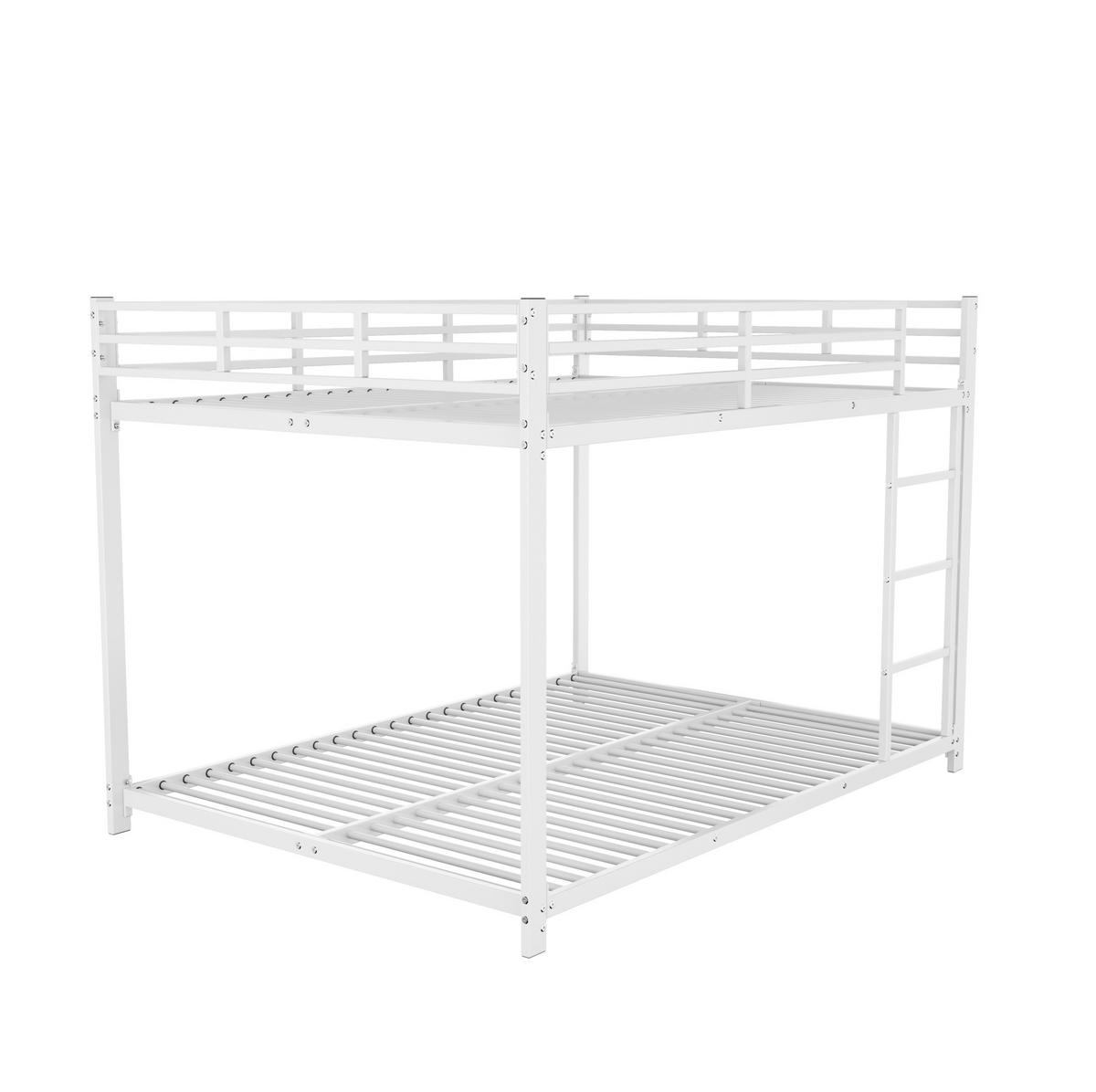 ETAGENBETT aus Metall 140x200 cm Weiß mit 26 cm Sicherheitsleisten und platzsparendem Design - Weiß, Metall (140/200cm) - Modfu