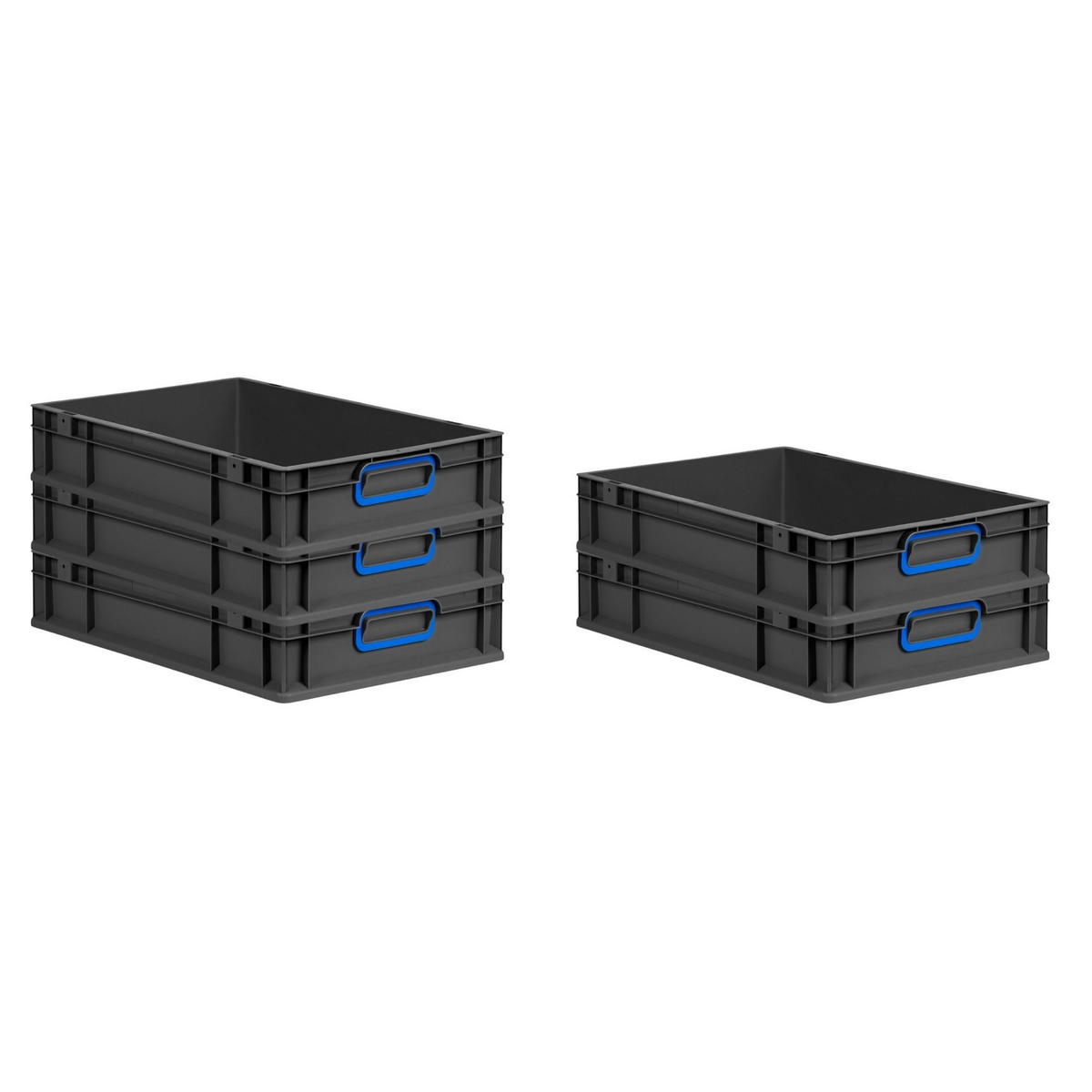 EUROBOX NextGen Color 12x40x60 cm 23 Liter Griffe blau zu, Schwarz - Blau/Schwarz, Kunststoff (40/12/60cm) - PROREGAL