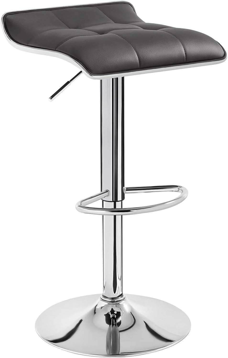 BARHOCKER, Hocker höhenverstellbar, aus PU-Kunstleder Metall - Grau, Metall (39/83/39cm) - Woltu