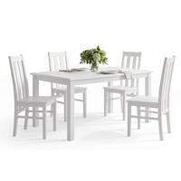 ESSZIMMER-SET Belluno Elegante 5-tlg Kiefer Weiß 150-197 / 93 / 96cm - Weiß, Holz (197/96/93cm) - Feldmann-Wohnen