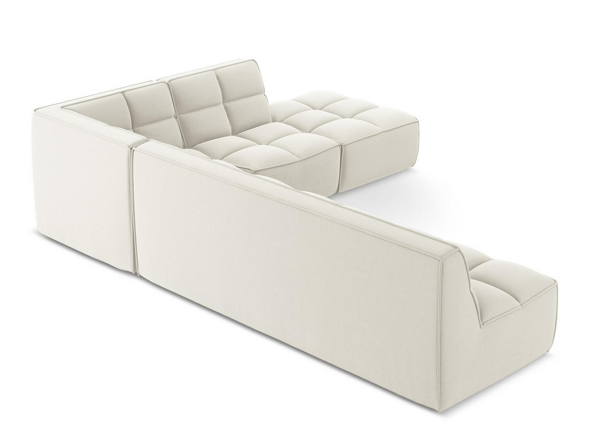 ECKSOFA Beidseitig Samt Stoff Beige - Beige/Creme, Kunststoff/Textil (308/258cm) - Makamii