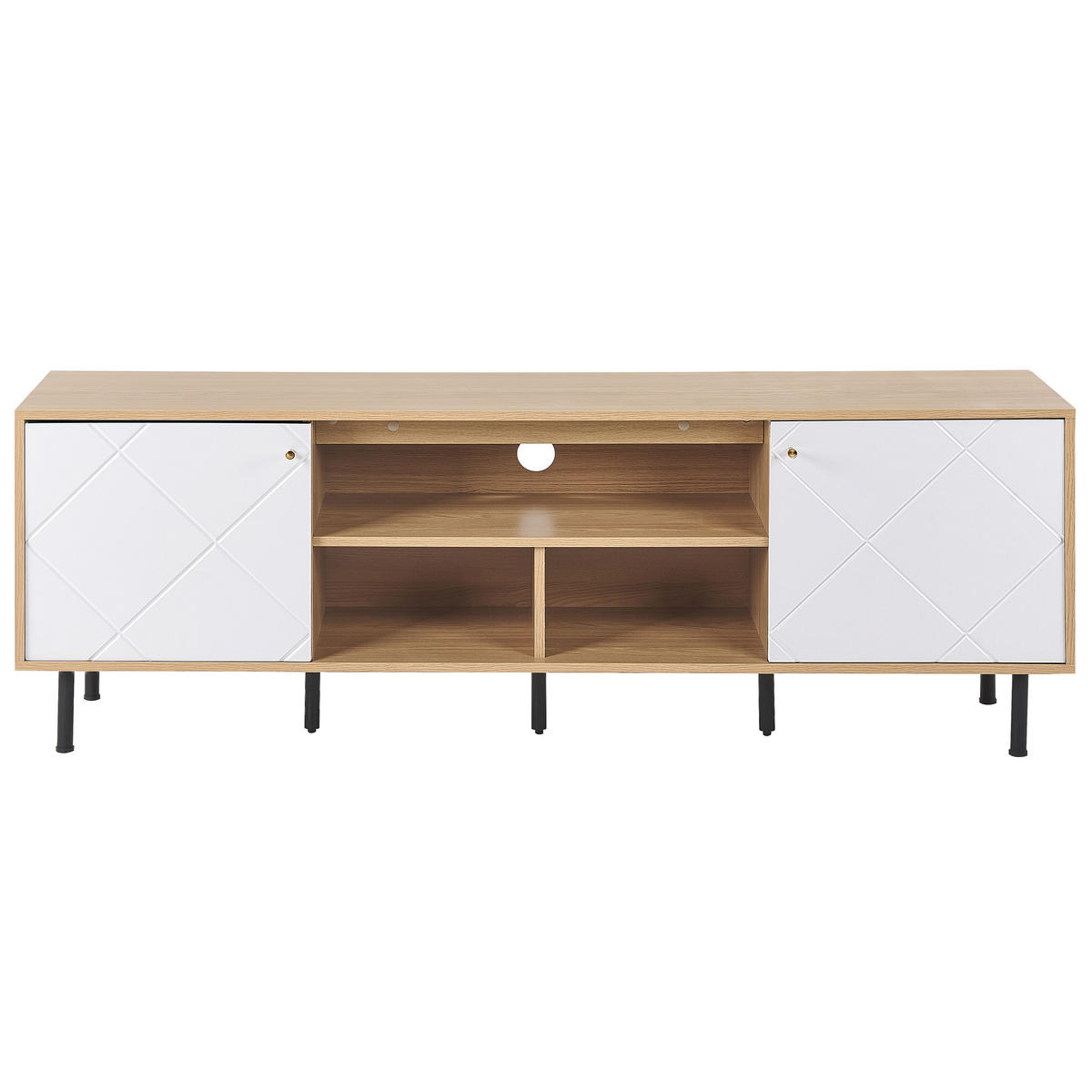 TV-MÖBEL Hellbraun, Weiß PALMER 40/160/56 cm - Hellbraun, Holzwerkstoff (160/56/40cm) - Beliani