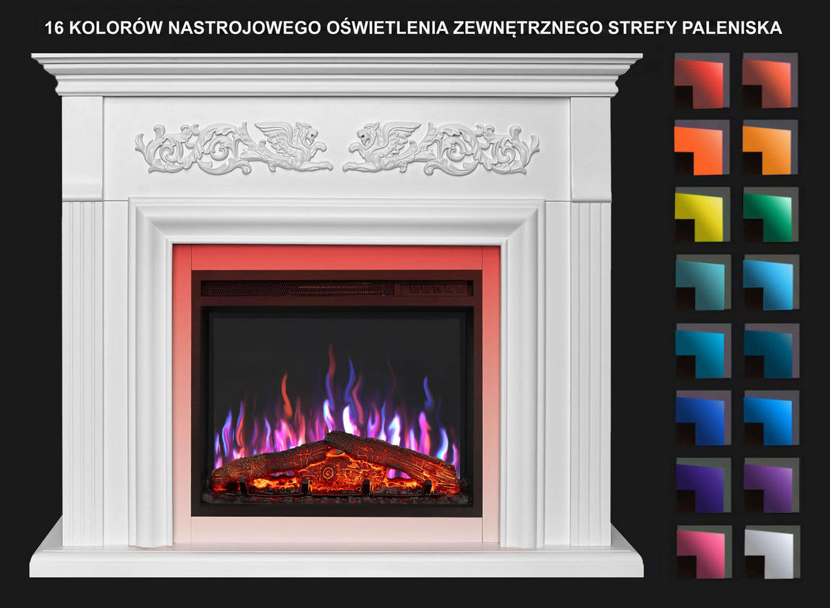 ELEKTROKAMIN Monferrato AF24 – weiß, freistehend, MDF-Verkleidung, 3D-Flammeneffekt, LED-Beleuchtung, Heizfunktion - Weiß, Glas/Holzwerkstoff (121/100/35cm) - ArtiFlame
