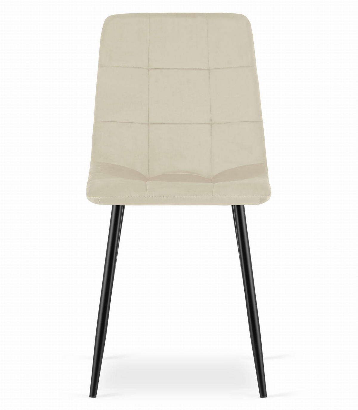 STUHL CETARA 4-er Set, Beige, Schwarz, mit Samtstoff gepolstert - Beige, Textil/Metall (45/87/51cm) - Komodee