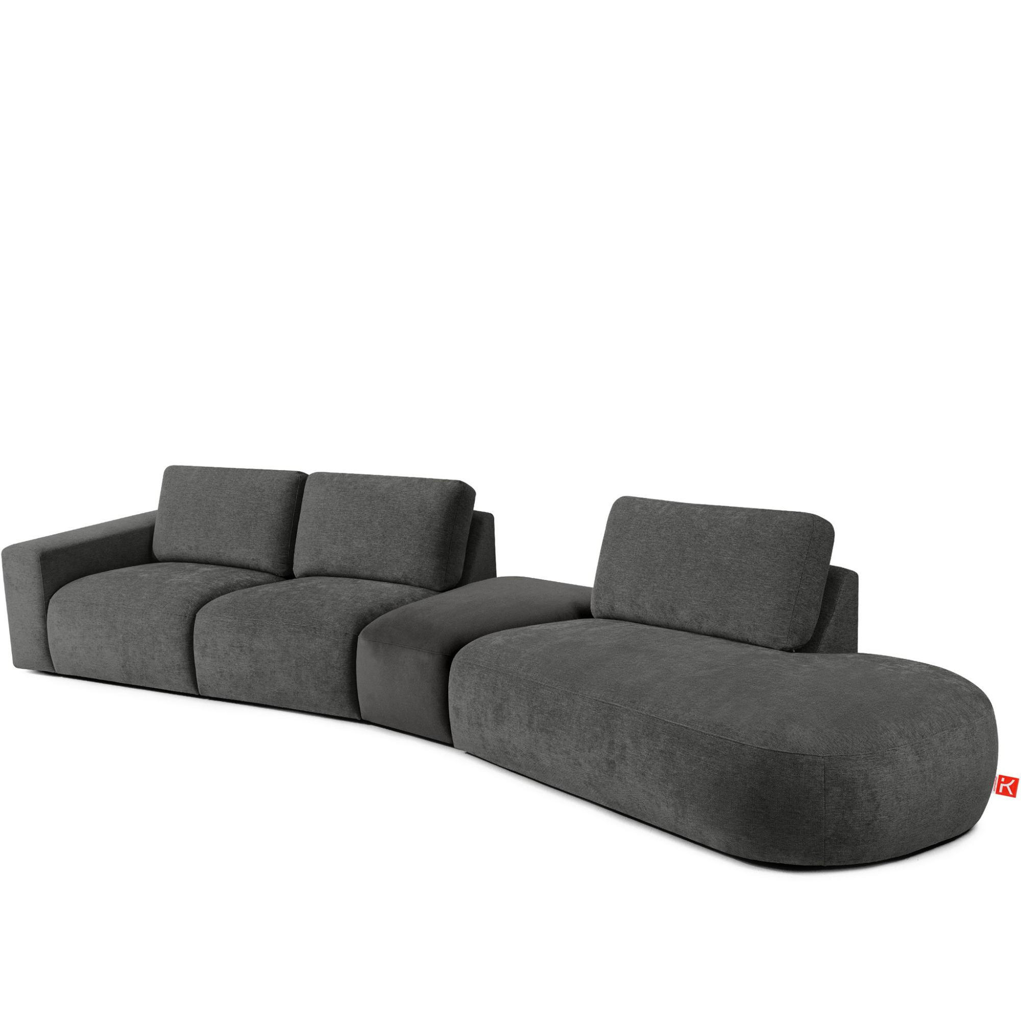 5-SITZER ECKSOFA ZUCCO Chenille rechts, Anthrazit - Anthrazit, Textil (430/84/105cm) - KONSIMO®