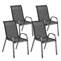 GARTENSTÜHLE 4er Set Stahl Netzstoff Schwarz - Schwarz, Textil (54/93/71cm) - Outsunny